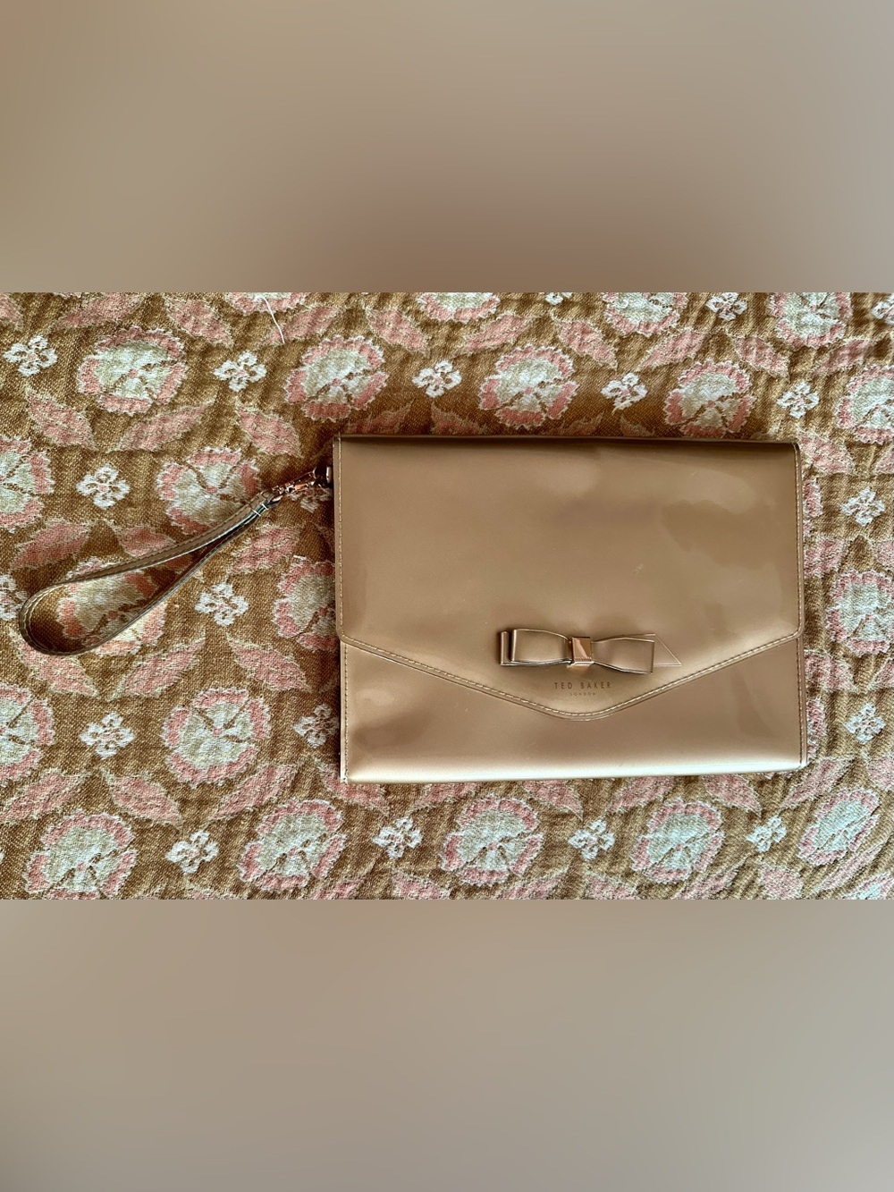 Ted Baker Tan Bow-Accent Leather Clutch